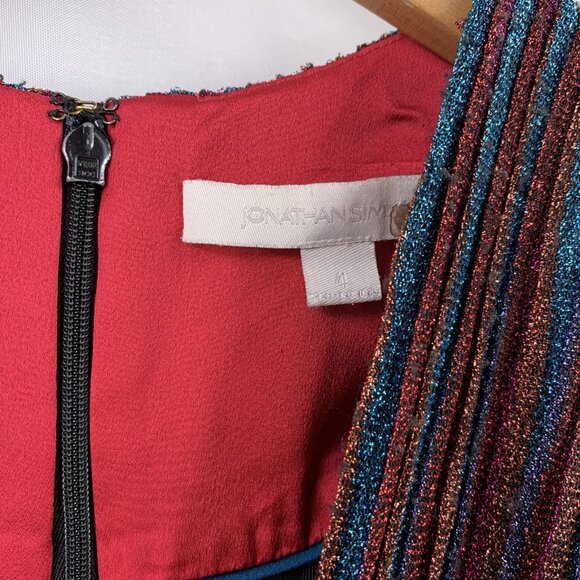 Jonathan Simkhai Rainbow Metallic Stripe Gown Size 4 Evening Formal - Picture 8 of 9